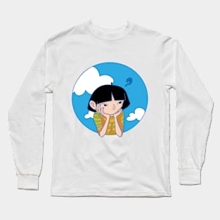 Cartoon girl dreaming away Long Sleeve T-Shirt